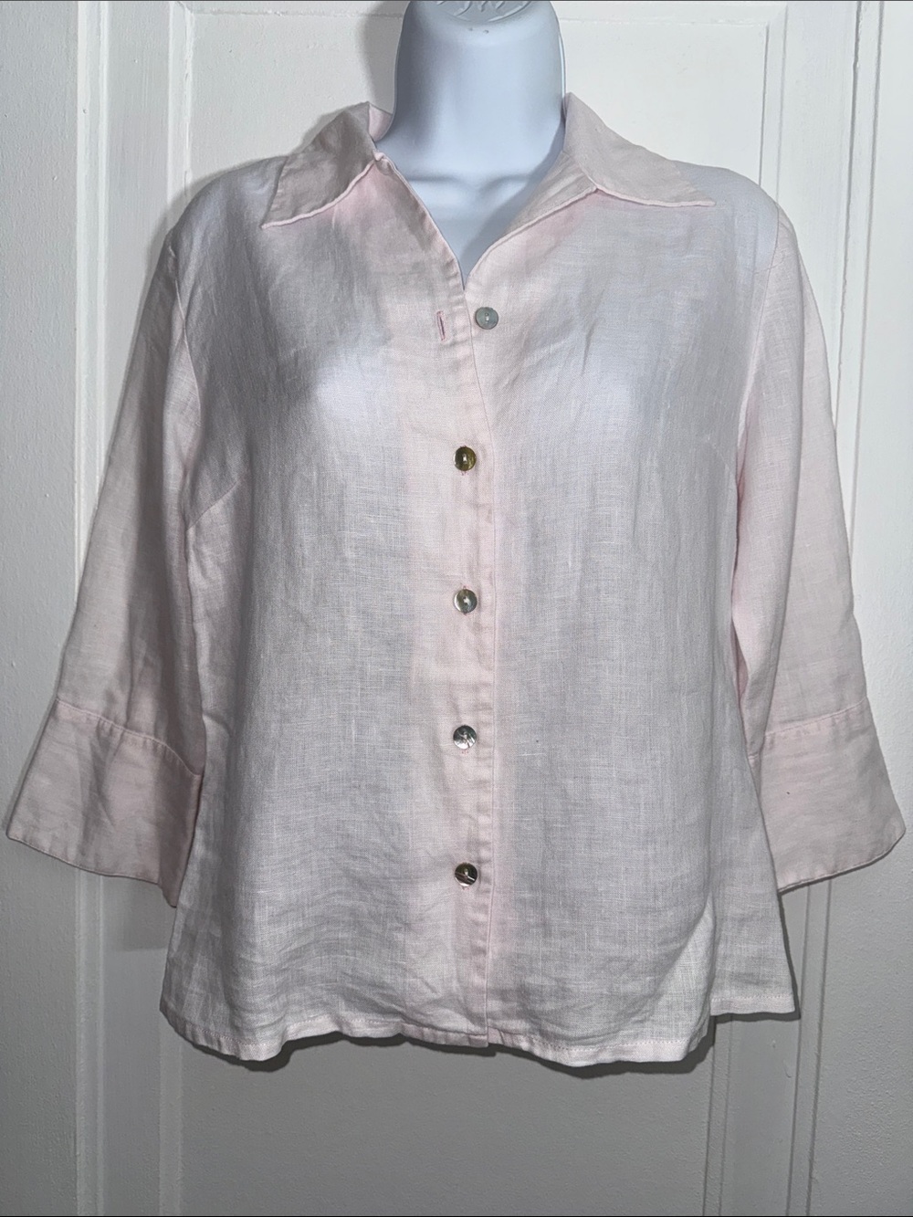 H&M Pale Pink 100% Linen Button-Down size 6